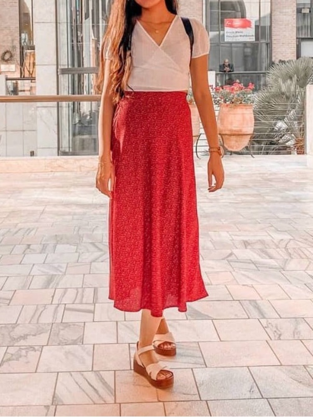 Midi Red Women's Skirt